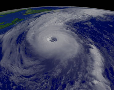 Hurricane Alex, a <a
  href="/earth/Atmosphere/hurricane/saffir_simpson.html&dev=">category
  3</a> storm at its strongest, traveled north along the east coast of North
  America in August 2004 causing <a
  href="/earth/Atmosphere/hurricane/surge.html&dev=">flooding</a>,
  strong <a href="/earth/Water/ocean_waves.html&dev=">waves</a>,
  and rip tides along the coast. <a
  href="/earth/Atmosphere/hurricane/formation.html&dev=">Hurricanes
  form</a> in the tropics over warm ocean water and die down when they <a
  href="/earth/Atmosphere/hurricane/movement.html&dev=">move</a>
  over land or out of the tropics. These storms are called hurricanes in the
  Atlantic and typhoons or tropical cyclones in other areas of the world.<p><small><em>      Courtesy of NOAA</em></small></p>
